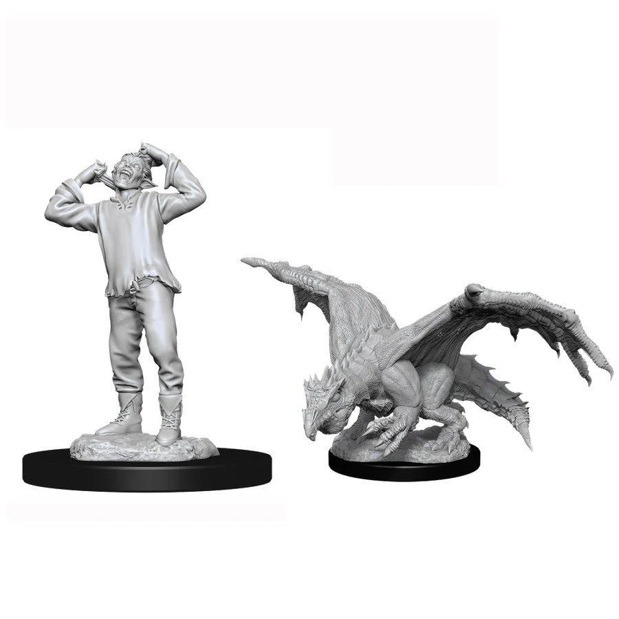 Dungeons & Dragons: Nolzur's Marvelous Unpainted Miniatures - W11 Green Dragon Wyrmling & Afflicted Elf