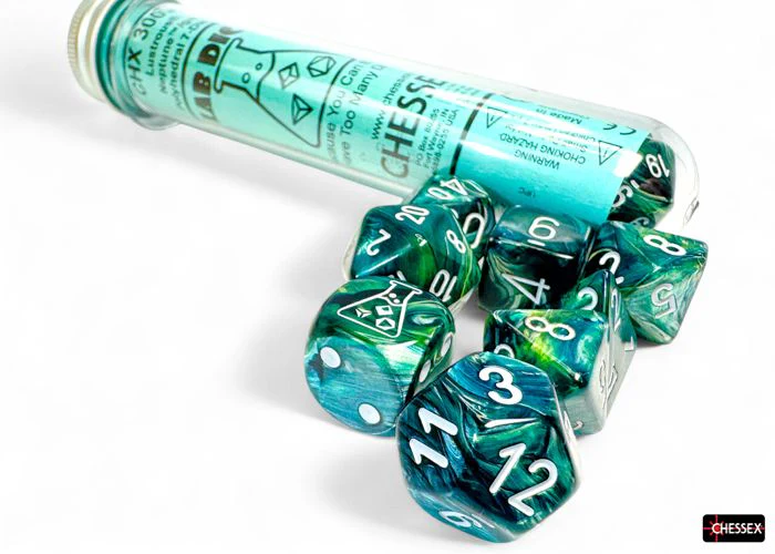 Chessex Lab Dice 9 Lustrous Neptune/Grey 7-Die Set