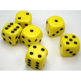 Chessex: Opaque 16mm D6 Yellow/Black