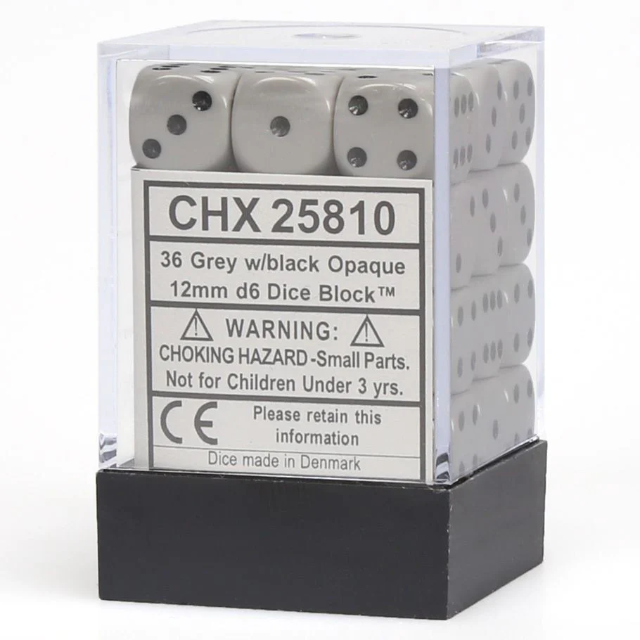 Chessex: Opaque Grey 12Mm D6 Dice
