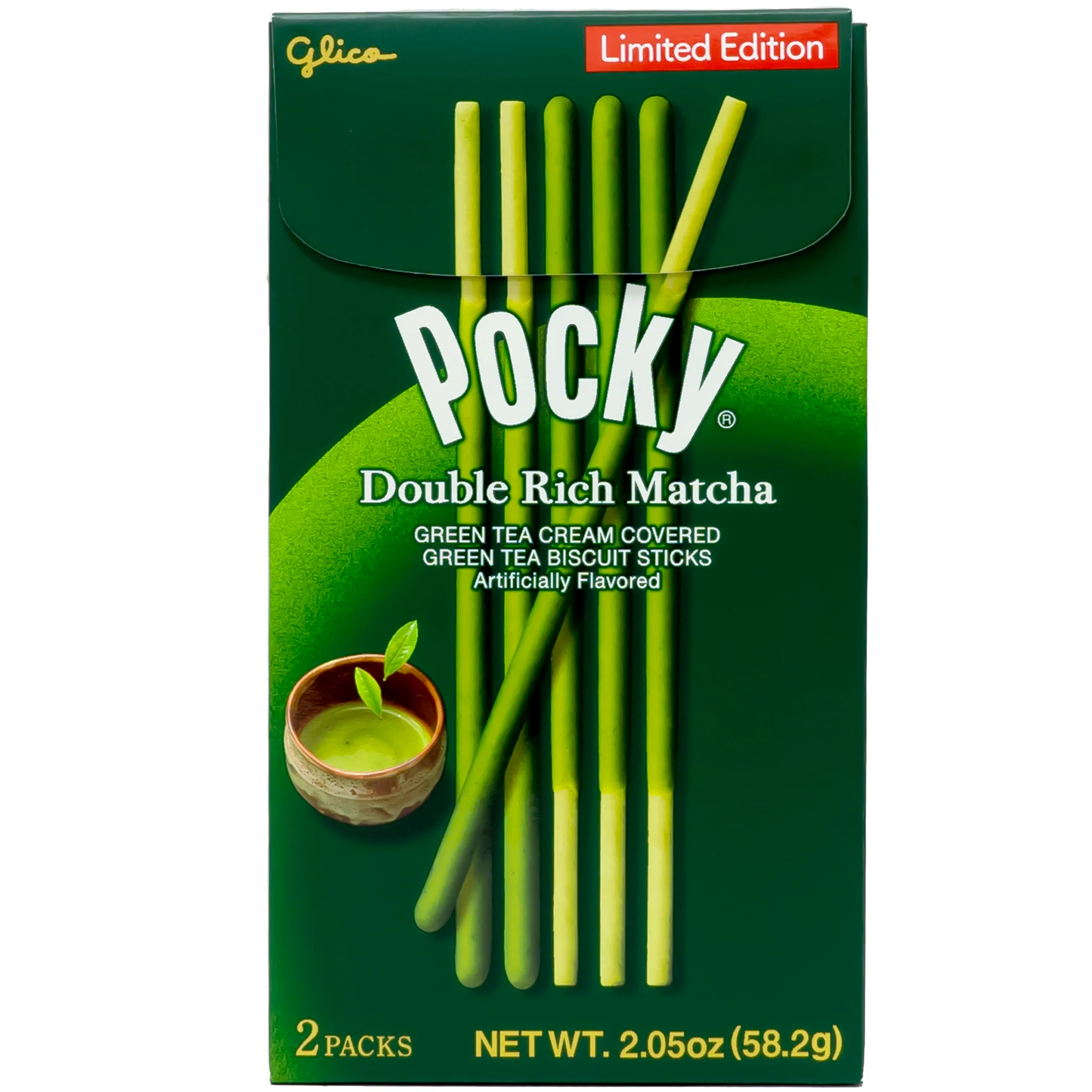GLICO Pocky Double Rich Matcha Biscuit Sticks 2Packs 58.2g