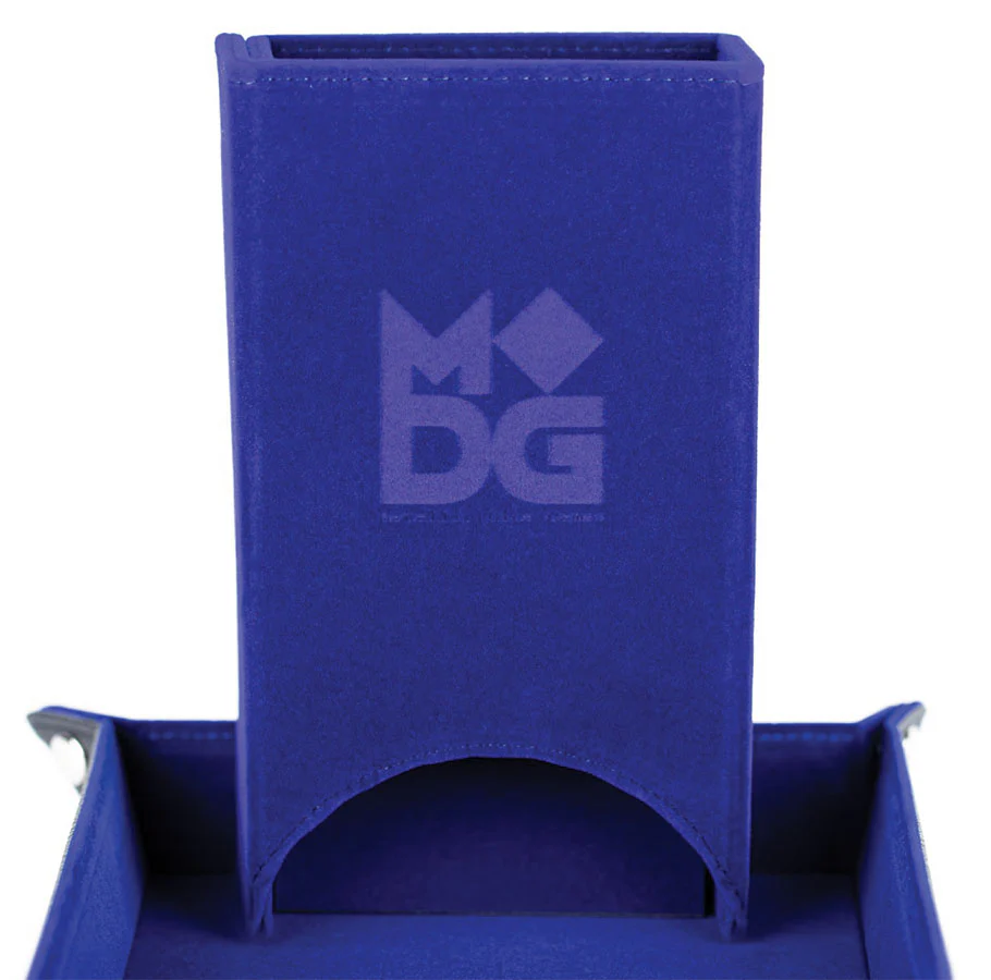 Fold Up Velvet Dice Tower: Blue