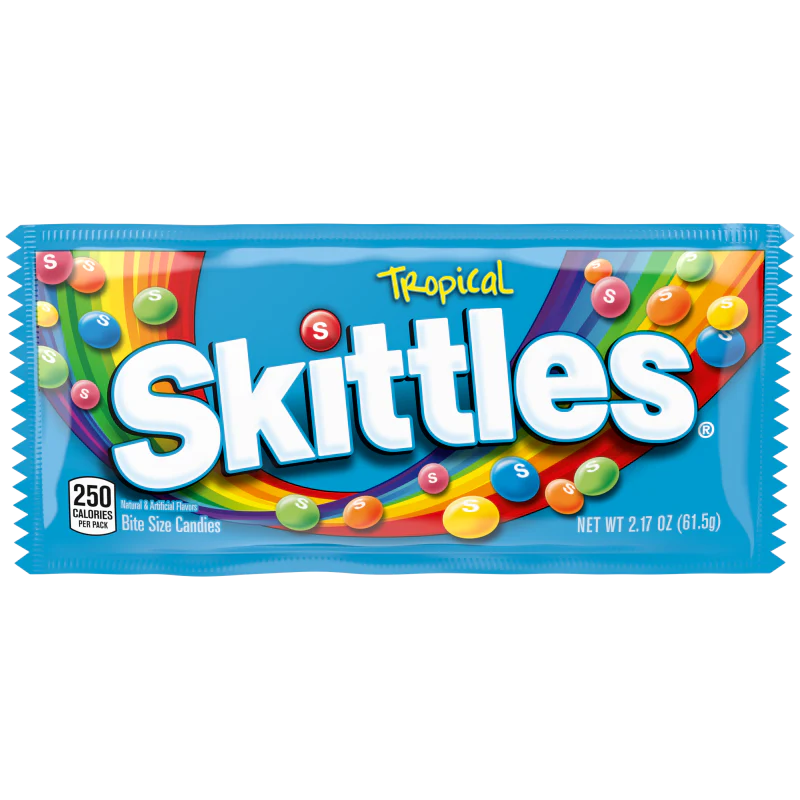 Skittles Tropical Fruity Chewy Candy Full Size 2.17 oz.